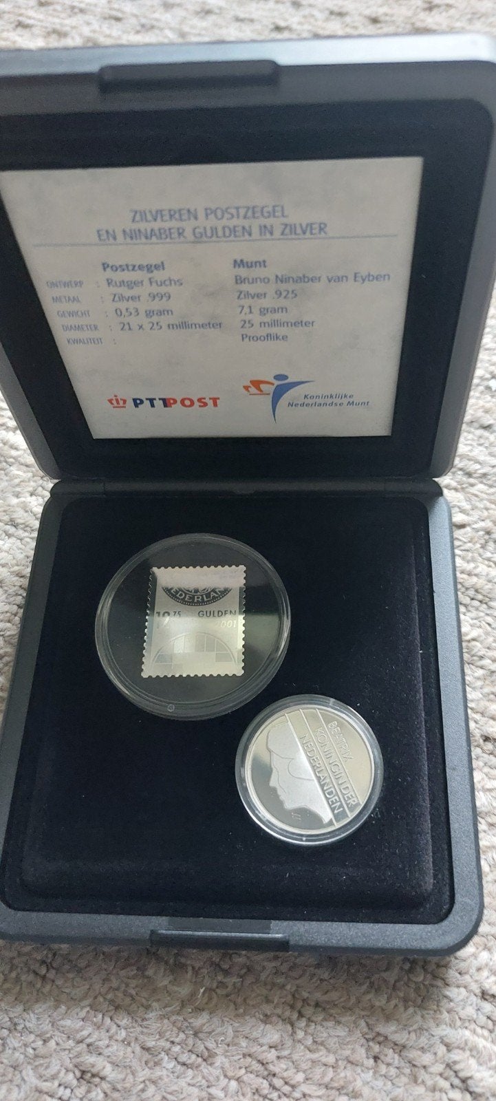 Zilveren gulden/postzegel, Ophalen of Verzenden, 1 gulden