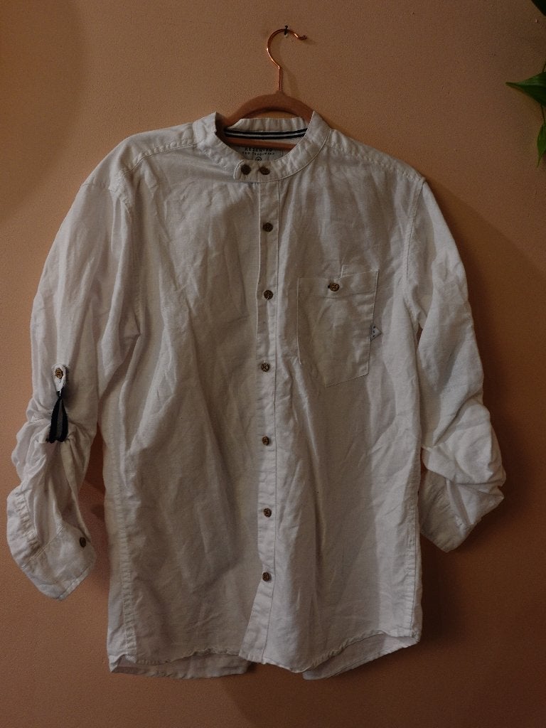 Reserved Slim Fit Wit Overhemd Met Opstaande Kraag Heren M, Wit, Zo goed als nieuw, N.v.t, N.v.t
