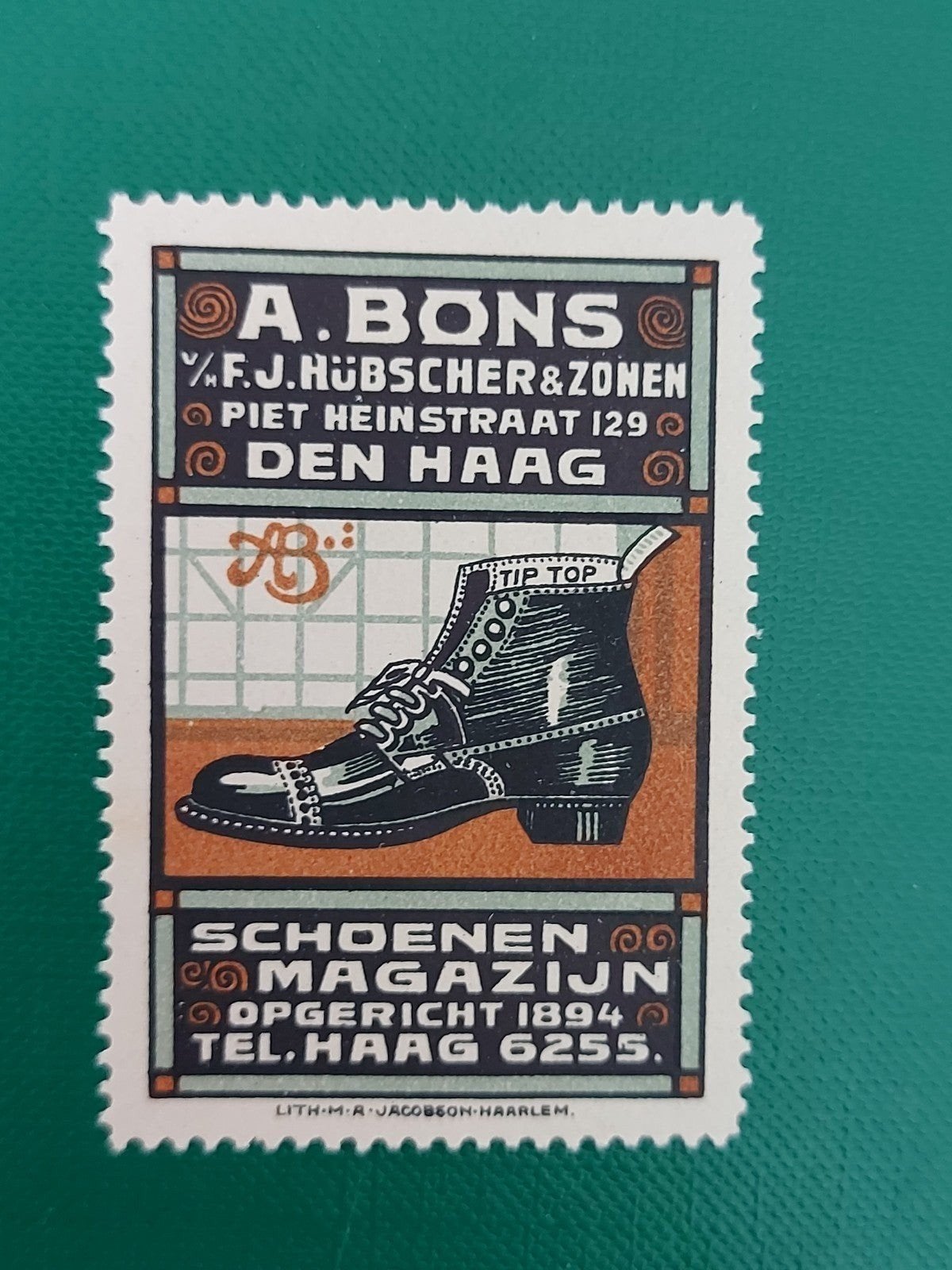 Sluitzegel A. Bons Schoenen Magazijn Den Haag Lith. Jacobson, Ophalen of Verzenden, Zo goed als nieuw