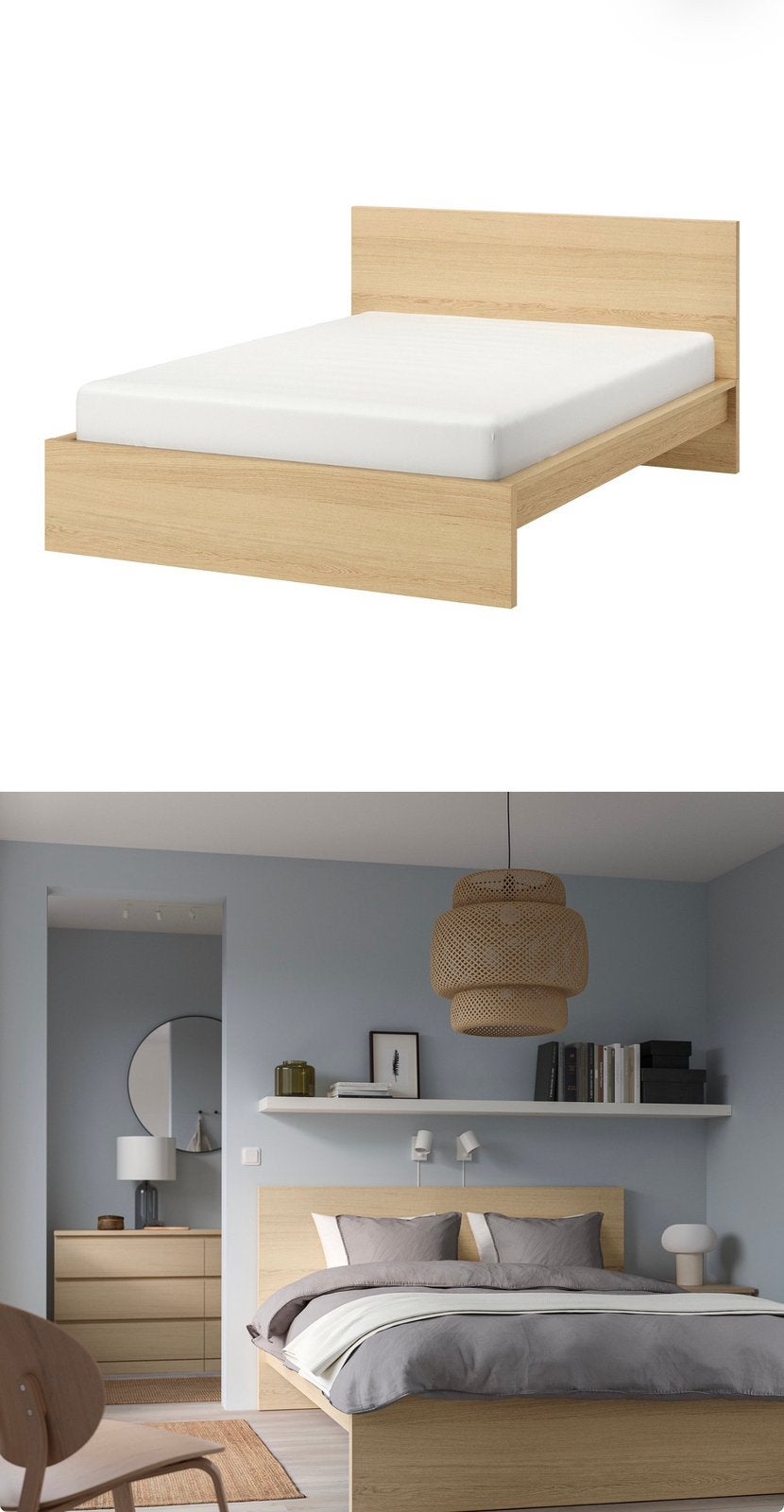 Malm bed ikea, Wit, Tweepersoons, Ophalen of Verzenden, Zo goed als nieuw
