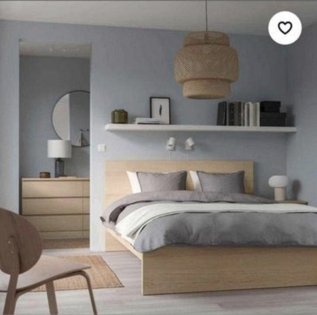 Complete Ikea Malm bed, slatted bases,good mattress 140x200., Huis en Inrichting, Slaapkamer | Complete slaapkamers, Ophalen of Verzenden