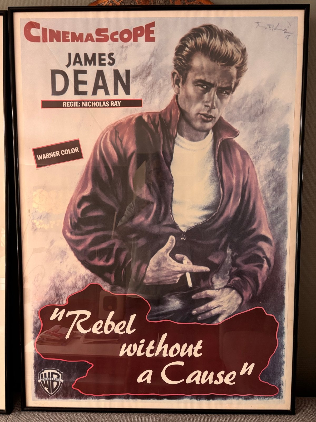 James Dean 'Rebel Without a Cause' Filmposter met lijst, Ophalen, Rechthoekig Staand, Met lijst, Zo goed als nieuw