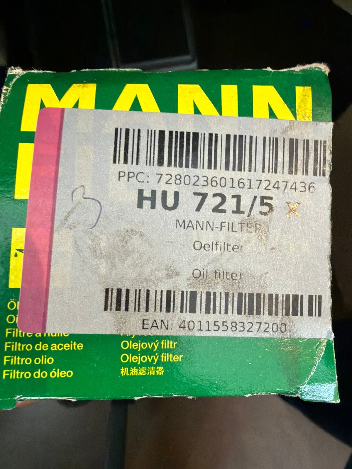 MANN-FILTER Oliefilter HU 721/5 W, Ophalen of Verzenden, Nieuw