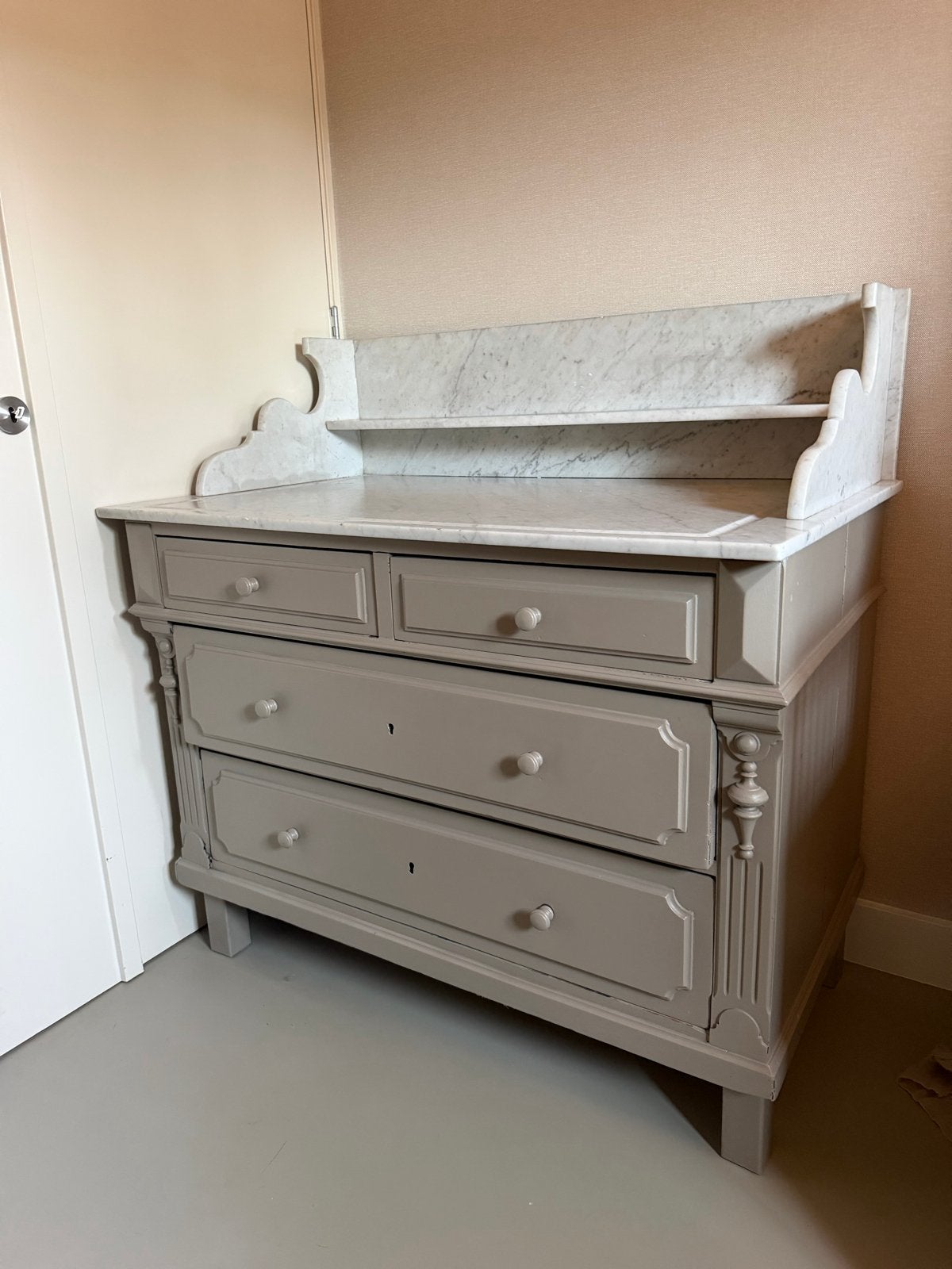 Antieke commode met marmeren blad - Grijs, Antiek en Kunst, Ophalen