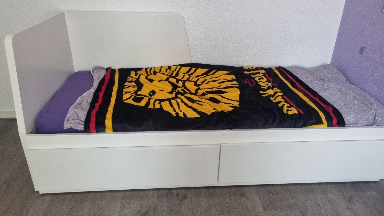 IKEA FLEKKE bedbank met lades, wit, 80x200 cm, Ophalen, Tweepersoons, 80 cm, Hout