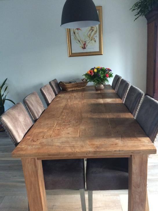 Borneo eetkamertafel oud teakhout, Ophalen, 100 tot 150 cm, Teakhout, Japiemeubel.nl
