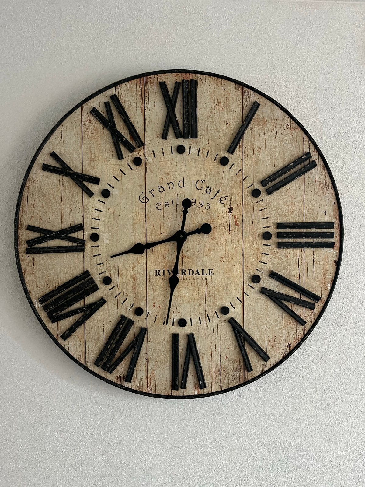 Grote Riverdale wandklok 'Grand Cafe' - Vintage stijl, Ophalen, Vintage, Analoog, Zo goed als nieuw