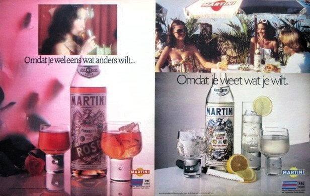 13 vintage advertenties reclames Martini Rossi drank 1967-81, Ophalen of Verzenden, Gebruikt, Overige typen