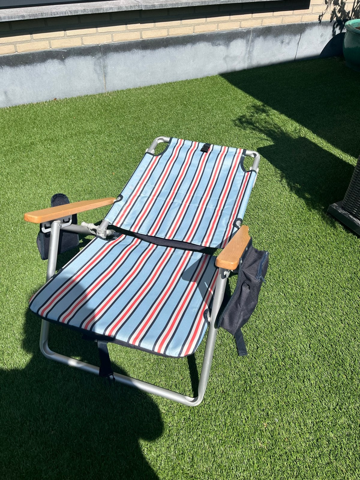 Comfortabele campingstoel met streepjespatroon, Ophalen, Zo goed als nieuw, Campingstoel