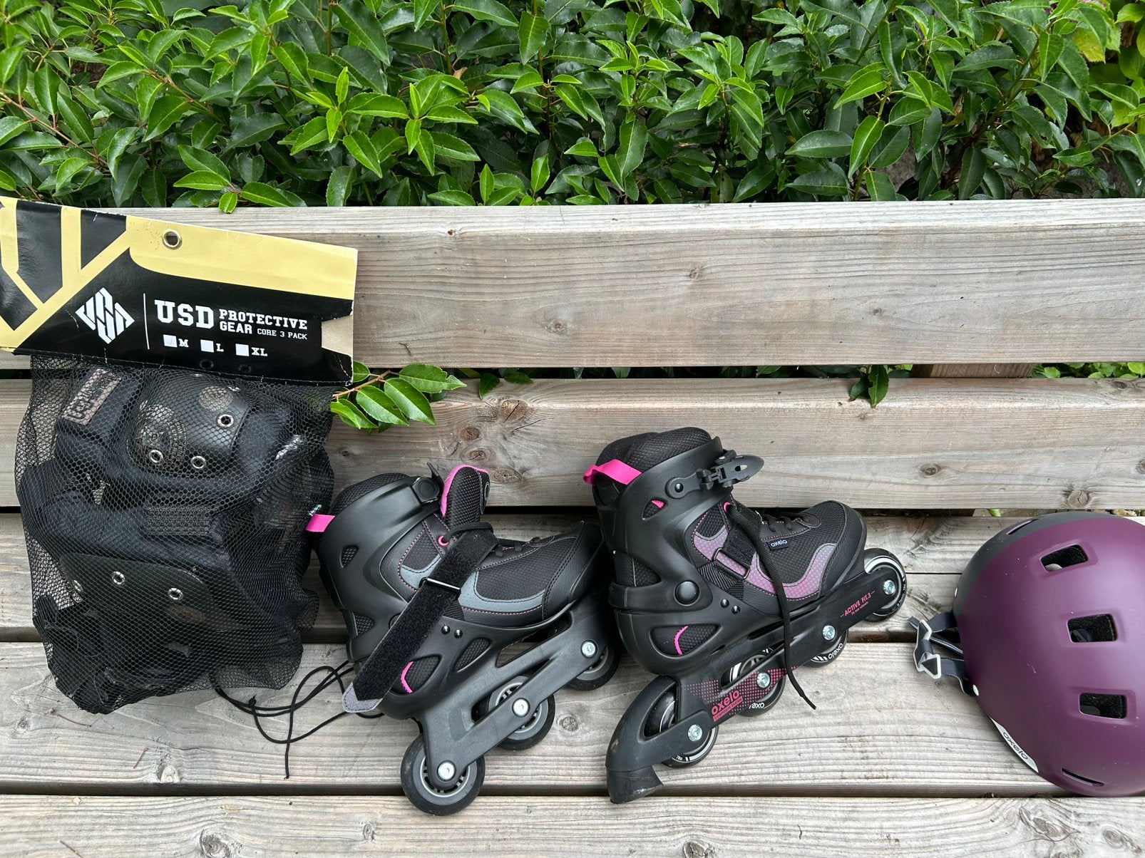 Oxelo skates maat 40 met bescherming en helm, Ophalen, Zo goed als nieuw
