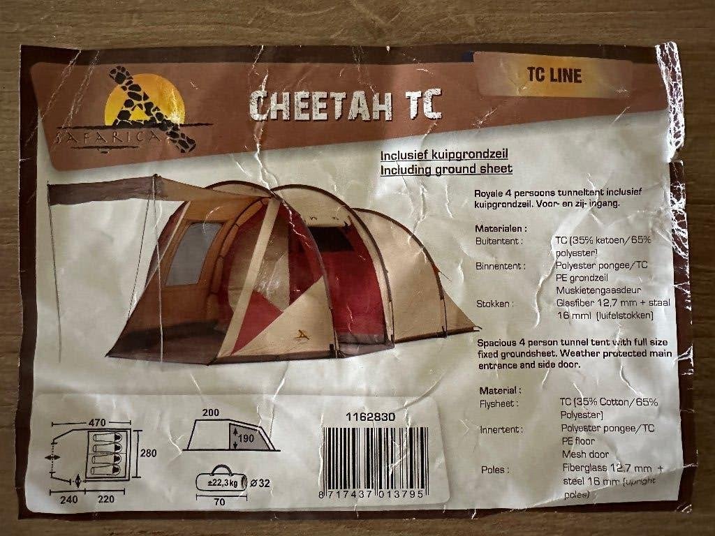 Royale 4 persoons tunneltent Safarica CHEETAH TC, Ophalen, Gebruikt, Tot en met 4