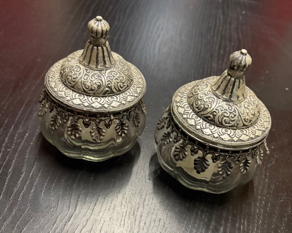 Set van 2 decoratieve potjes met deksels, Ophalen of Verzenden