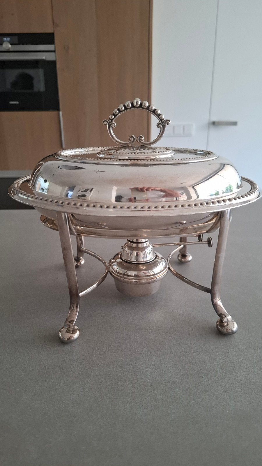 Antieke Engelse Verzilverde Entree Dish met Warmhouder, 1920, Antiek en Kunst, Ophalen, Zilver