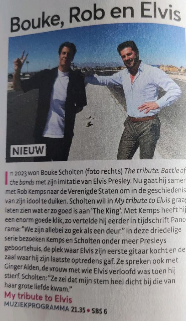 Bouke, Rob en Elvis. Artikel Knipsel uit 2024, Ophalen of Verzenden, 1980 tot heden, Buitenland, Knipsel(s)