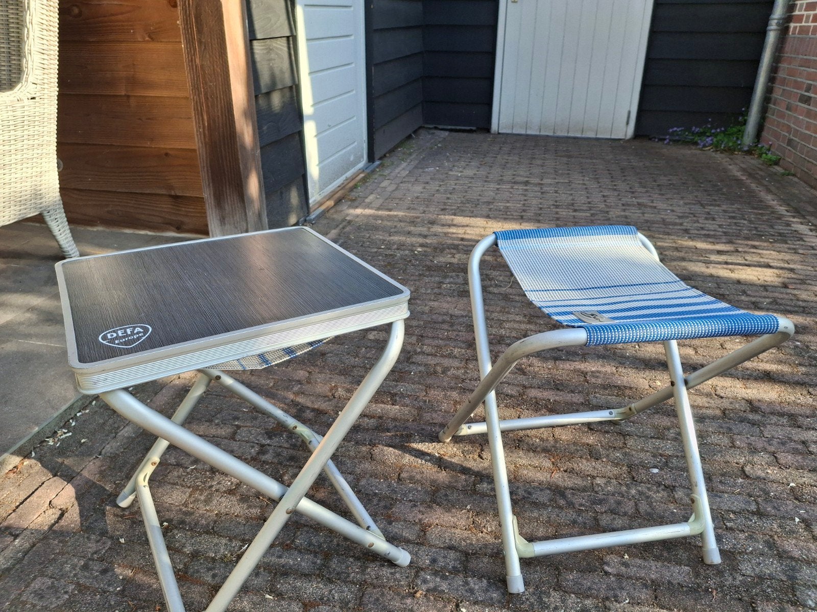 Opvouwbare krukjes met tafelblad, Caravans en Kamperen, Ophalen, Campingstoel