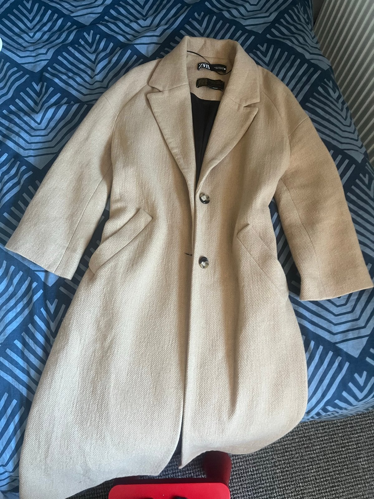 Zara lange Manteco wollen jas - perfect voor herfst/winter, Kleding | Dames, Ophalen of Verzenden, Zo goed als nieuw, Beige