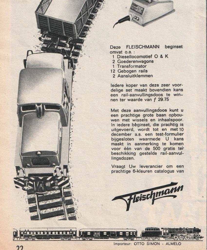 Retro reclame 1965 Fleischmann modelspoor modeltrein lok, Verzenden, Overige typen