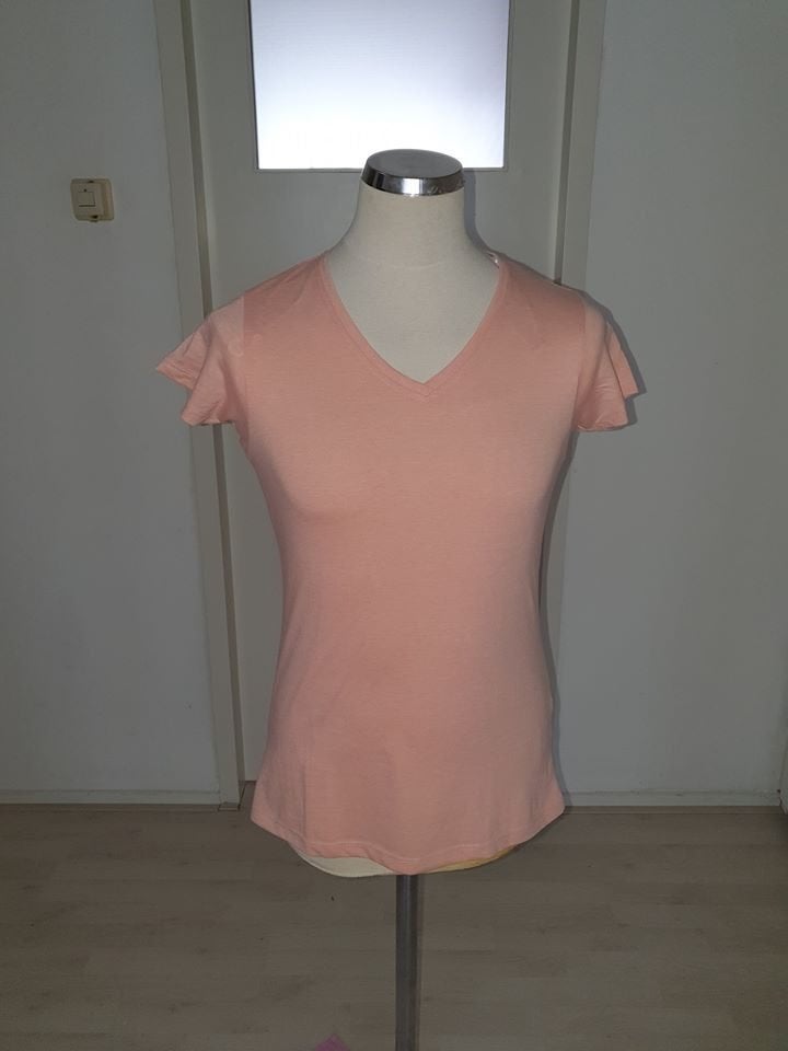Roze T-shirt met V-hals en korte mouwen maat 38, Maat 38/40 (M), Ophalen of Verzenden, Korte mouw, Roze