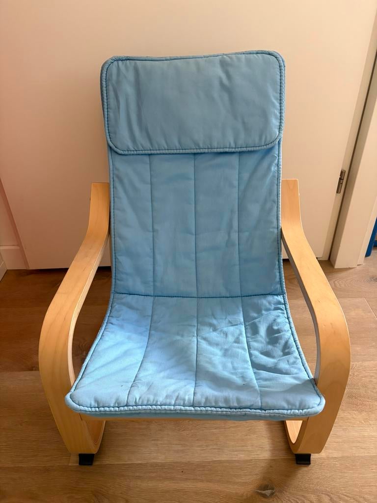 Kinderfauteuil Ikea Poang blauwe relaxstoel, Kinderen en Baby's, Kinderkamer | Tafels en Stoelen, Ophalen, Gebruikt, Stoel(en)