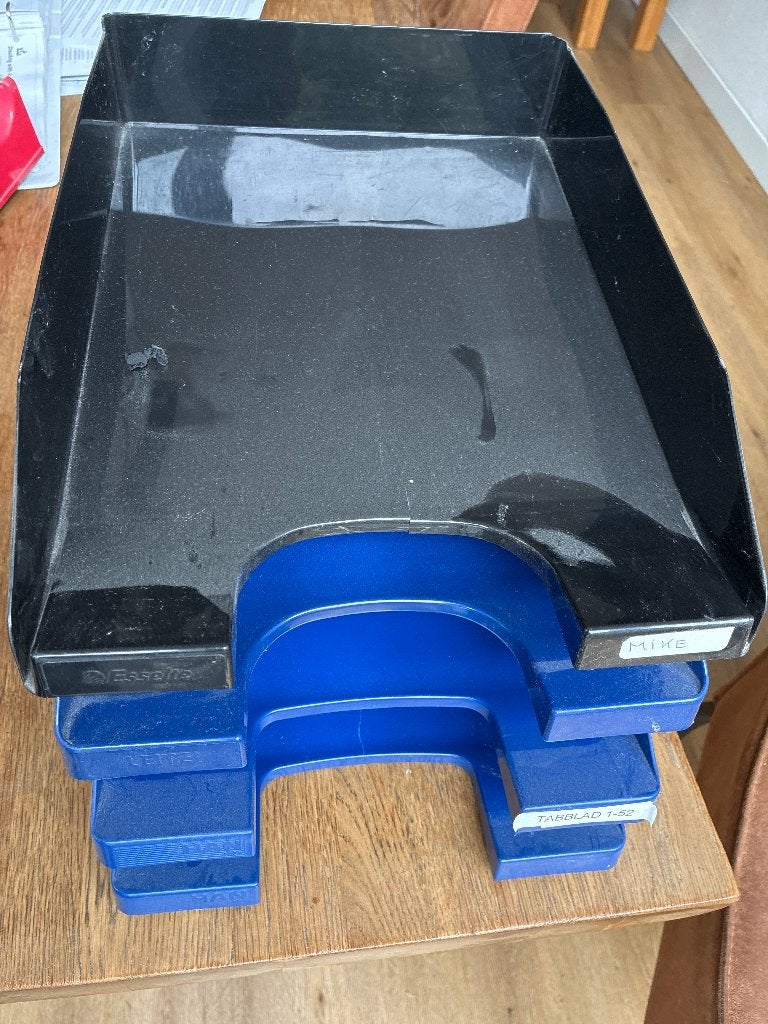 Set 4 A4 brievenbakjes blauw zwart, Diversen, Ophalen of Verzenden, Gebruikt