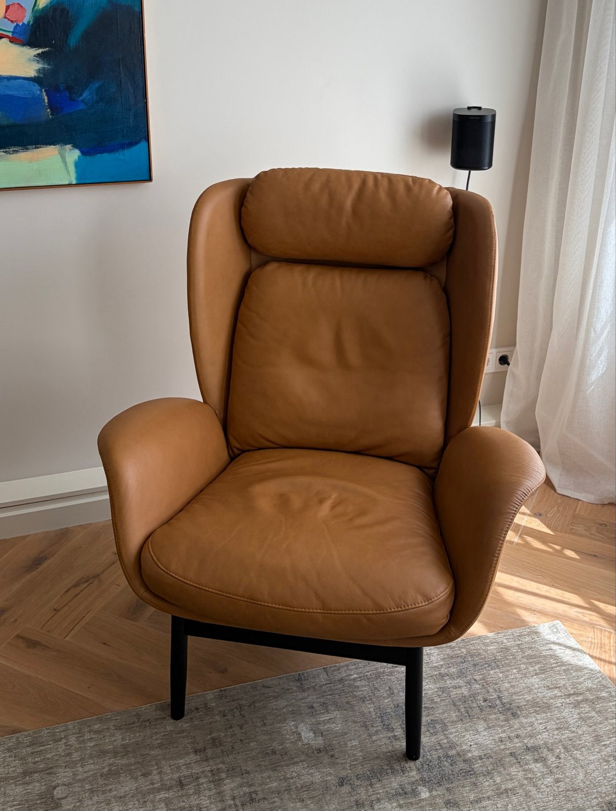 Flexlux Ibsen fauteuil - Cognac leer, Minder dan 75 cm, Leer, Ophalen of Verzenden, Zo goed als nieuw
