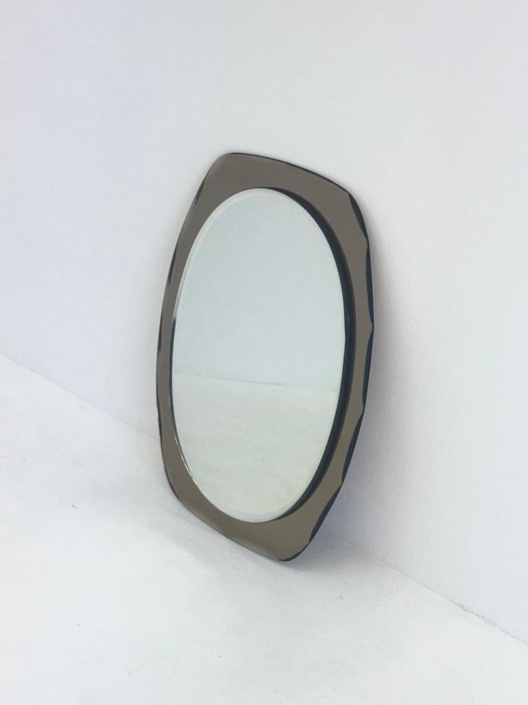 Vintage Italiaanse Rechthoekige Spiegel met Taupe Glas, Huis en Inrichting, Woonaccessoires | Spiegels, Ophalen, -, -, Zo goed als nieuw