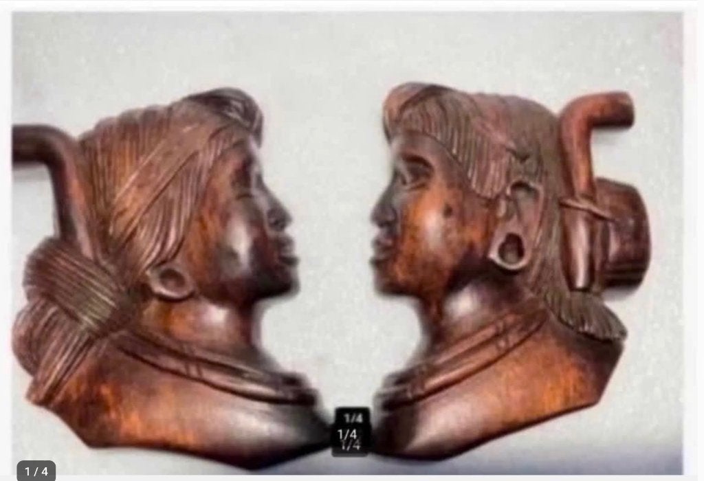 2 x houten indianen hoofden gezichten platte set, Antiek en Kunst, Kunst | Beelden en Houtsnijwerken, Ophalen of Verzenden