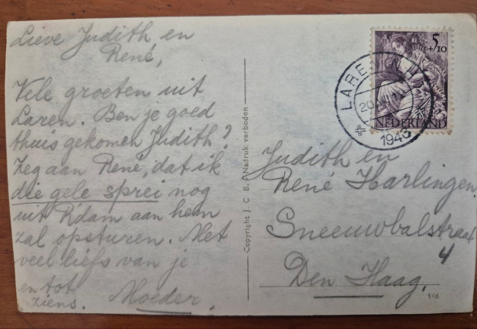 NVPH ZEGEL ENKELFRANKERING OP ANSICHTKAART LARE, Ophalen of Verzenden, Briefkaart