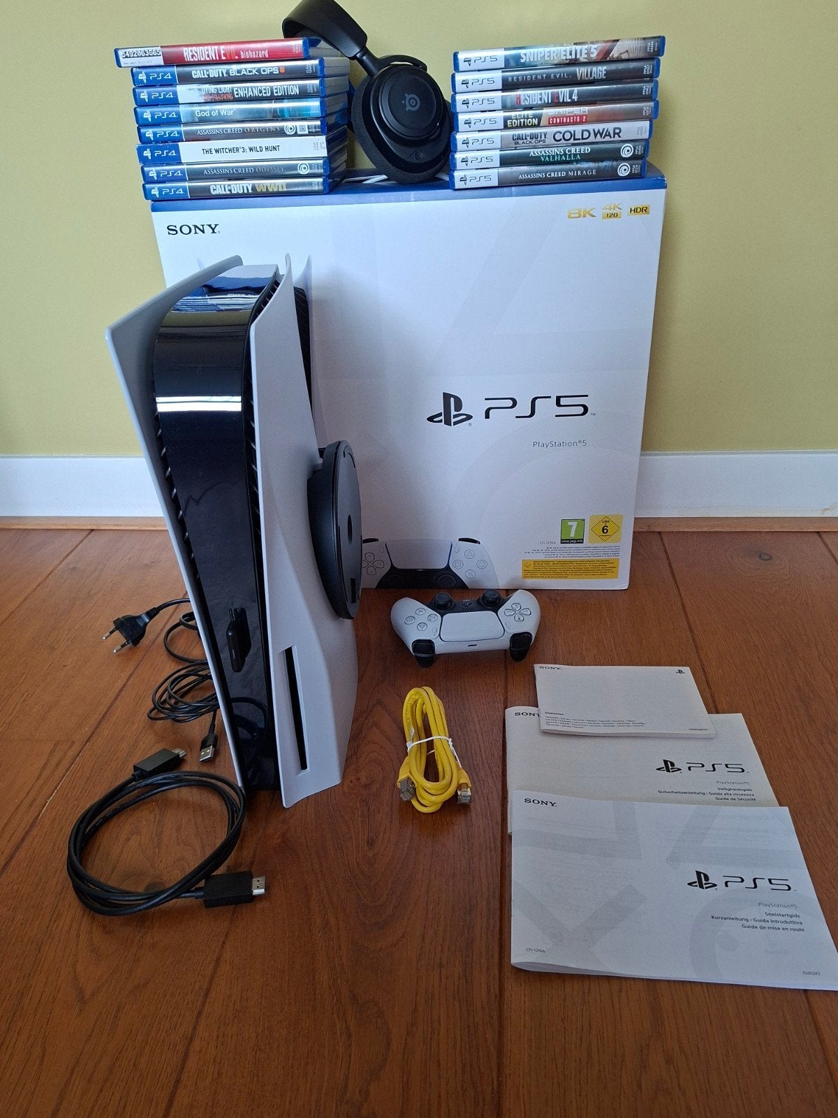 Playstation 5 825GB compleet + Steelserie headset + 15 games, Ophalen, Gebruikt, Playstation 5