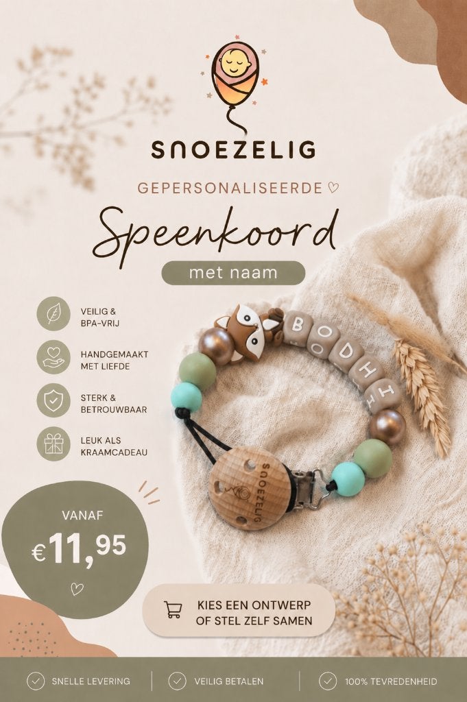 Gepersonaliseerd Speenkoord met Naam - Veilig & Handgemaakt, Ophalen, Nieuw, Kraamcadeau