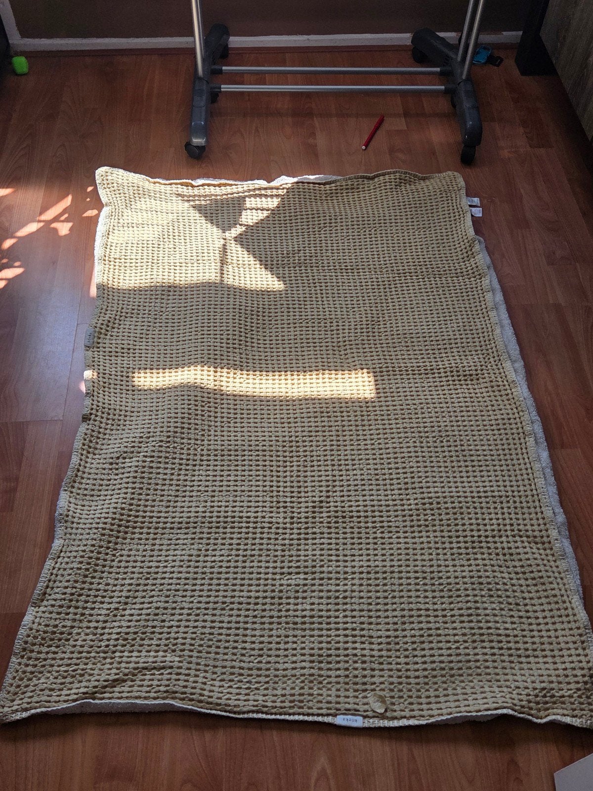Koeka wafelstof deken, beige, 100 cm of meer, Kinderen en Baby's, Dekens, Slaapzakjes en Inbakerproducten, Zo goed als nieuw, Deken