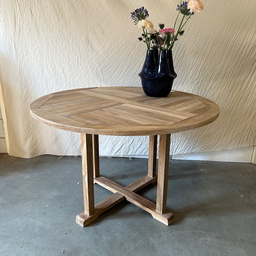 ronde tuintafel - massief teak - 120 cm - Gratis bezorgd