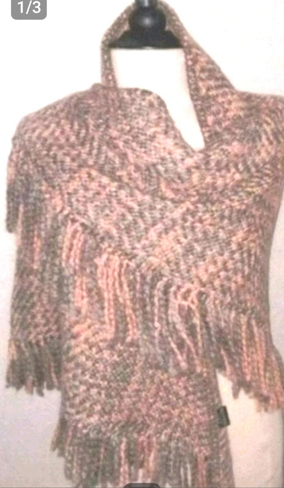 Zalmgrijs gebreide punt omslagdoek/shawl, Onbekend, Verzenden, Nieuw, Sjaal