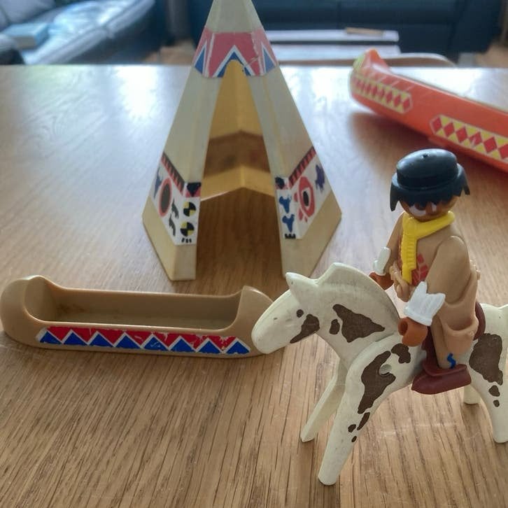 Vintage Playmobil Western: Indianen, Cowboys  & Huifkar enz, Gebruikt, Losse onderdelen, Figuren, Historisch