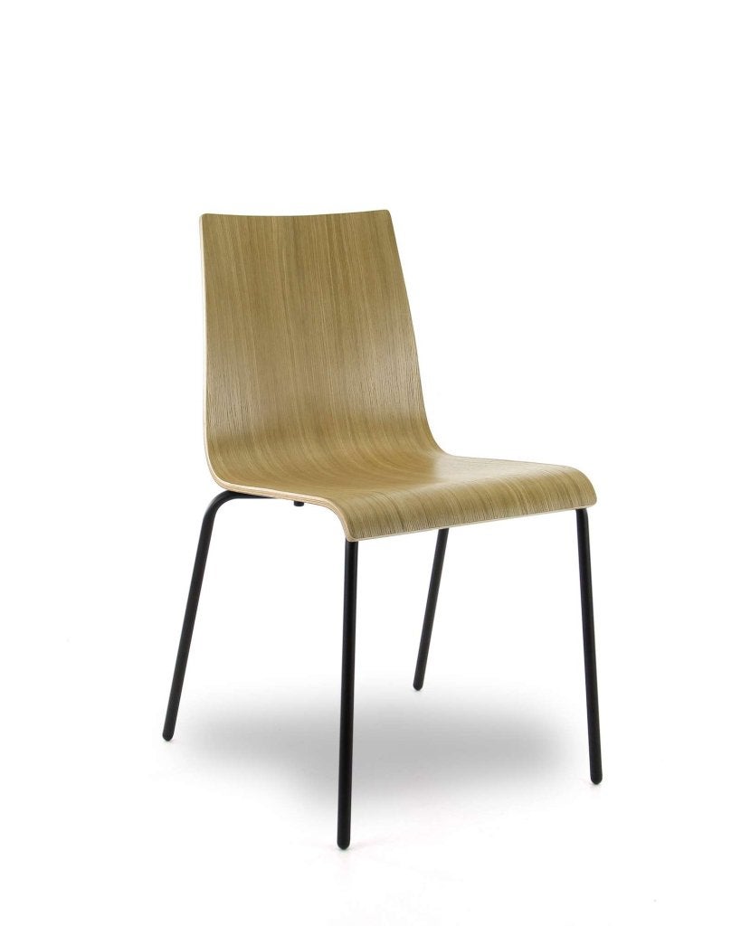 Plywood chair black / naturel oak (eetkamerstoel / kantine), VST, Zwart, Nieuw, Ophalen of Verzenden