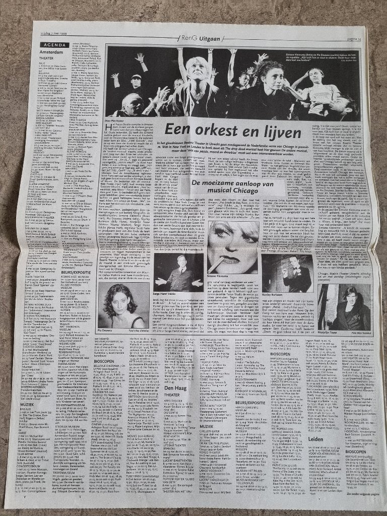 Artikel musical Chicago met Kleinsma en Douwes (1999), Ophalen of Verzenden, 1980 tot heden, Knipsel(s)