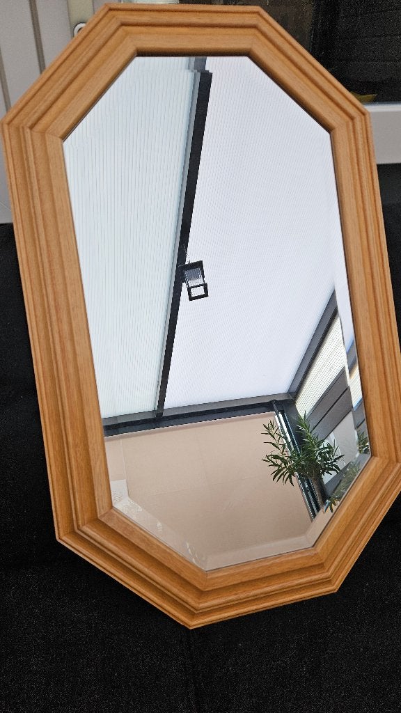achthoekige houten wandspiegel, Ophalen, Minder dan 50 cm, Gebruikt, Minder dan 100 cm