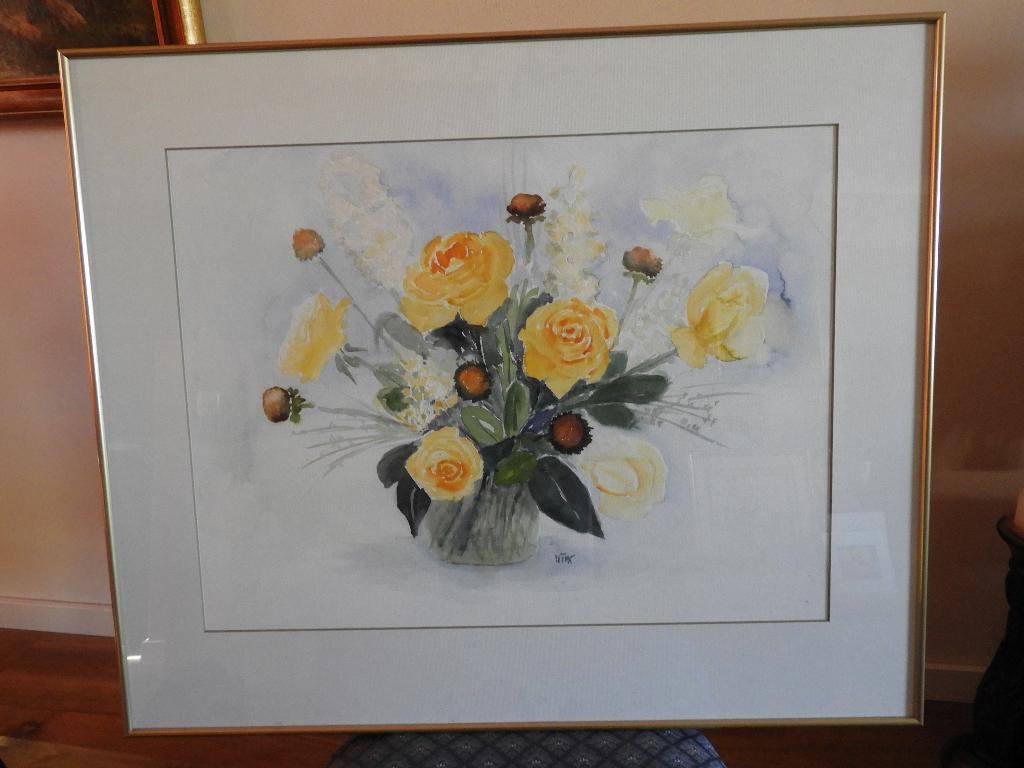 Schilderij bloemstilleven - Gesigneerd, Antiek en Kunst, Kunst | Schilderijen | Klassiek, Ophalen