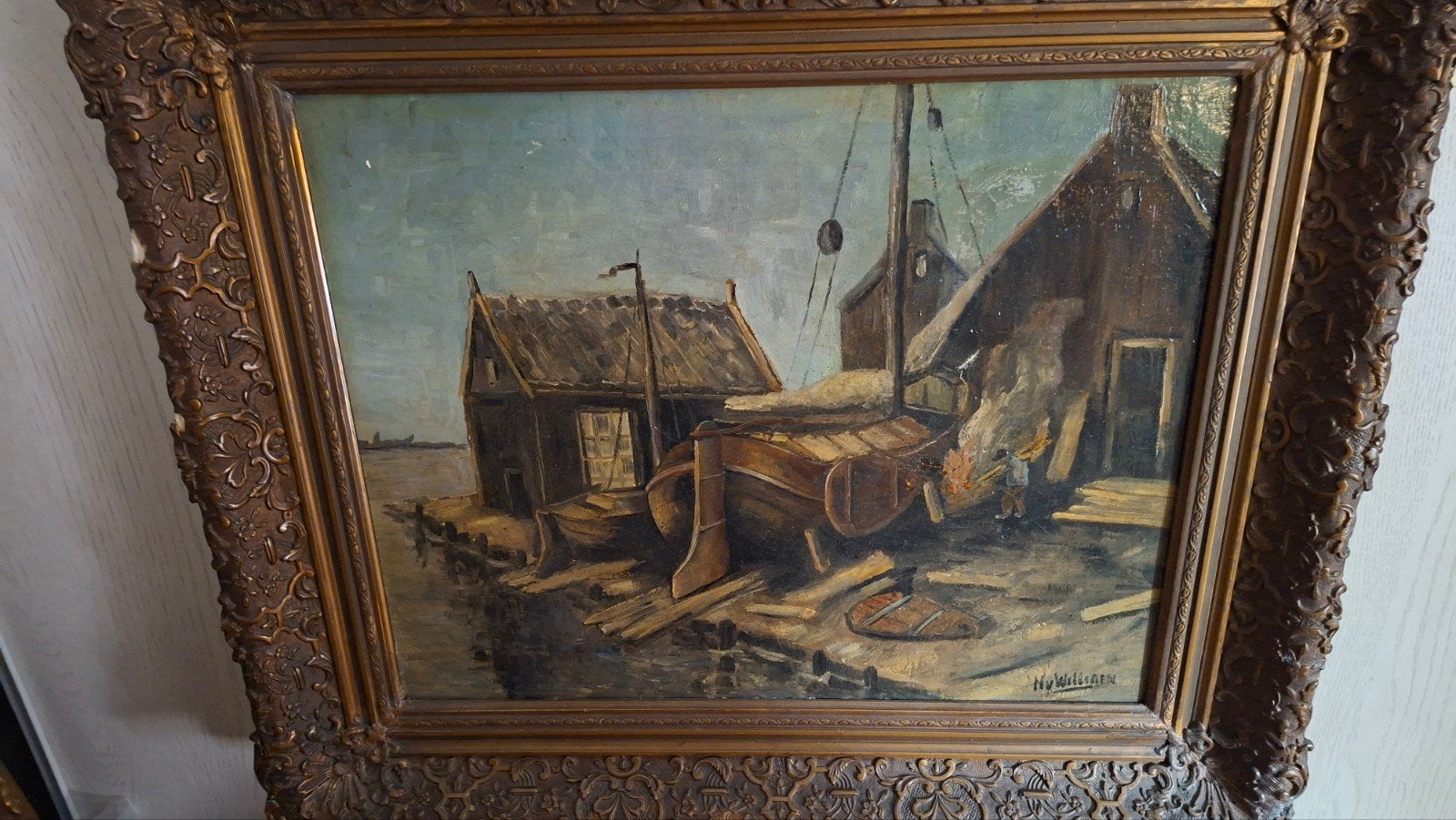 olieverf schilderij, Antiek en Kunst, Ophalen