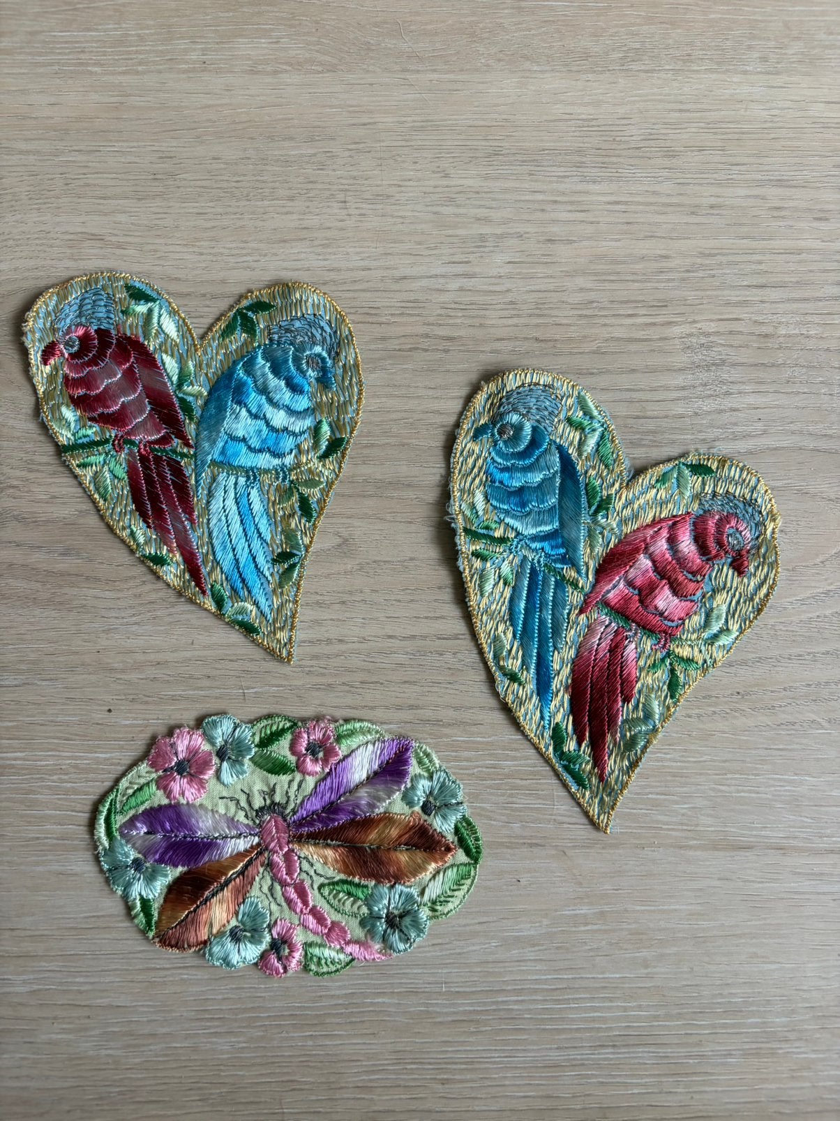3 Turmac zijdjes met vogels en libelle, Hobby en Vrije tijd, Ophalen of Verzenden, Gebruikt, Overige applicaties