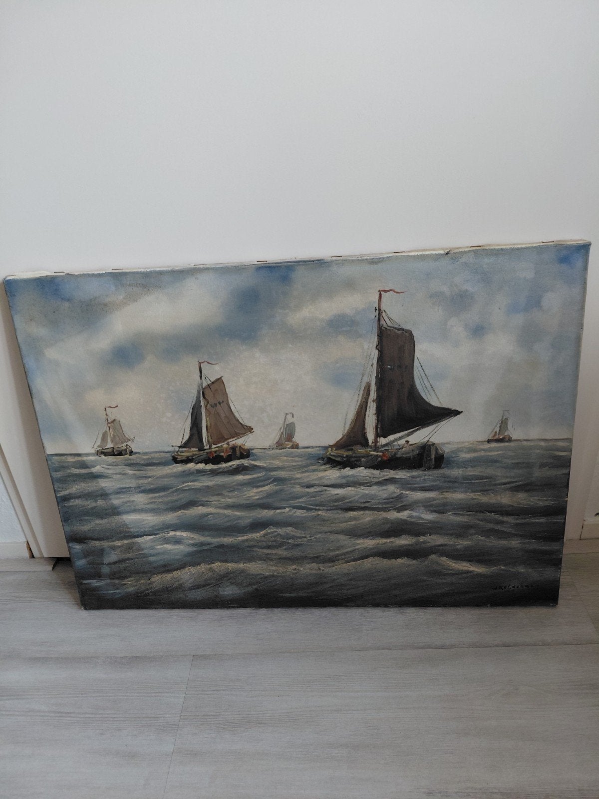 jan kelderman schilderij varende boten botter, Ophalen, Maritiem / water, Oud hollands, Overige ondergronden