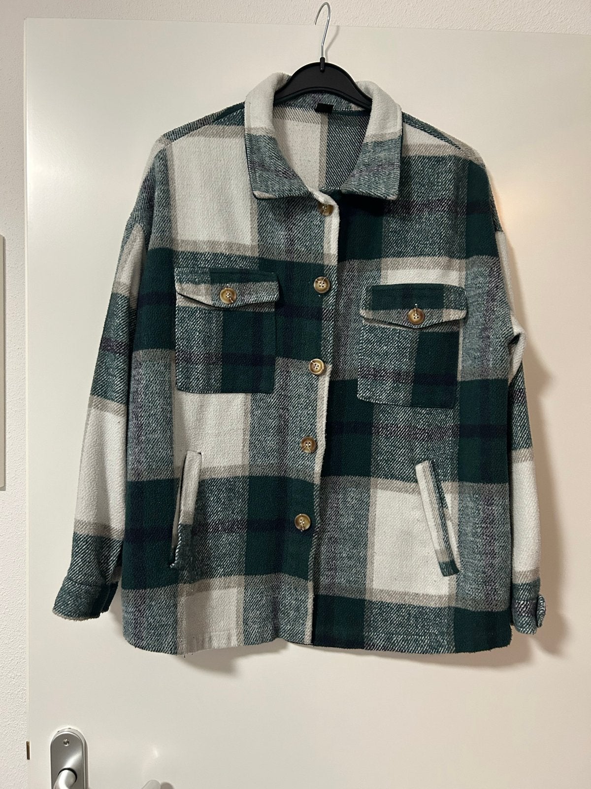 Shein geruite shacket in groen en wit, maat S, Ophalen of Verzenden, Zo goed als nieuw, Maat 36 (S), Groen