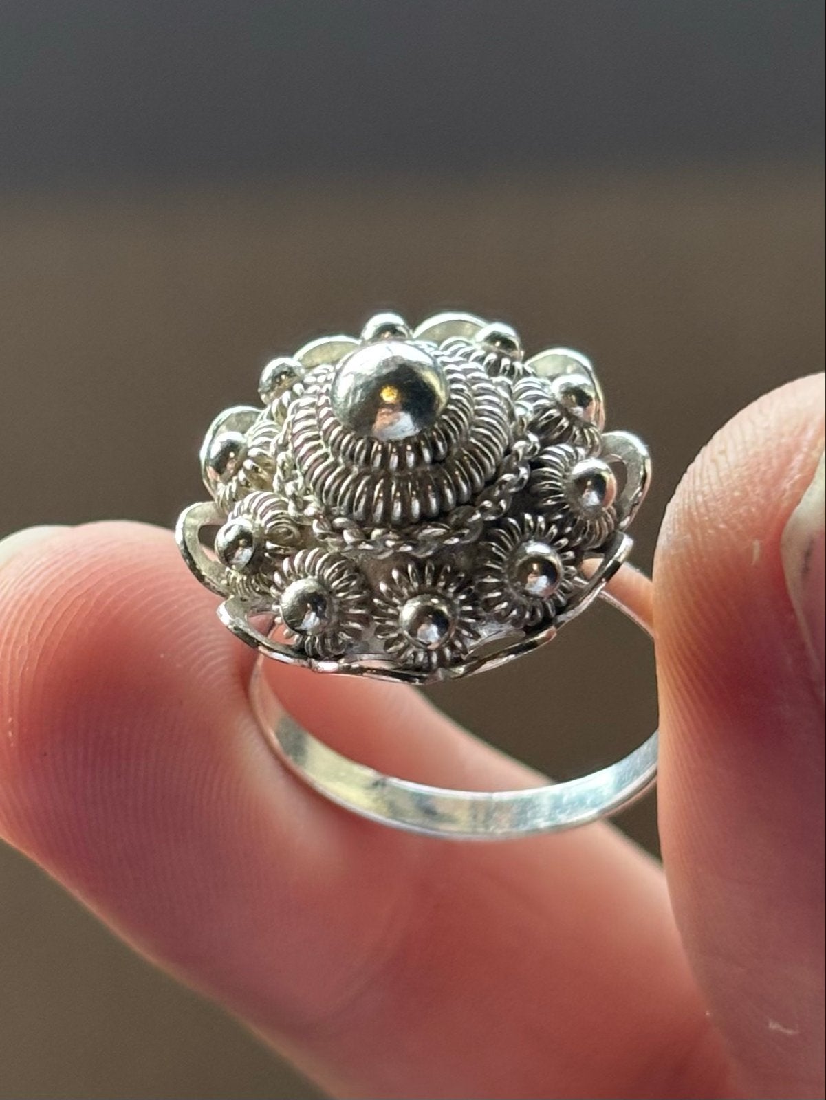Zilveren Zeeuwse knop ring (925) - 20mm diameter, 20 of groter, Ophalen of Verzenden, Zo goed als nieuw, Dame