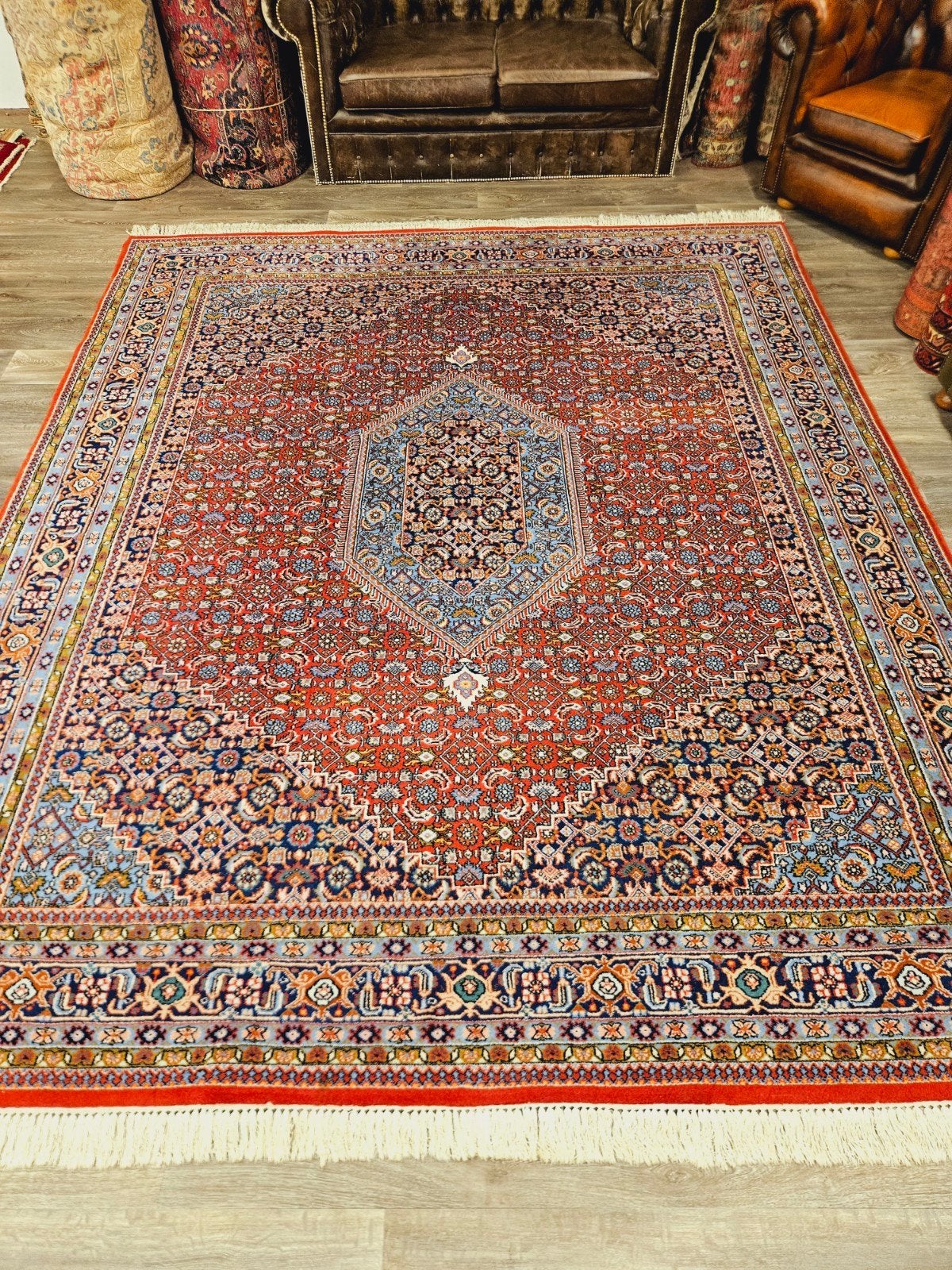 Perzisch Handgeknoopt Bidjar Tapijt. prachtige kleuren, Perzisch, 200 cm of meer, Ophalen of Verzenden, Zo goed als nieuw