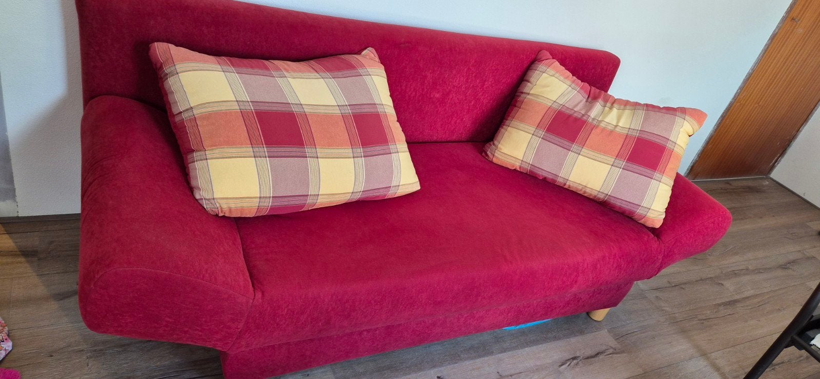 Zo goed als nieuwe slaapbank - Bordeaux rood, Ophalen, 90 cm, Tweepersoons, Zo goed als nieuw