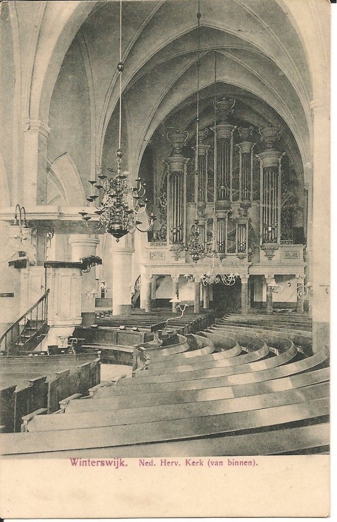 Ansichtkaart Ned. Herv. Kerk Winterswijk (van binnen), Ophalen of Verzenden, Voor 1920, Gelopen, Gelderland