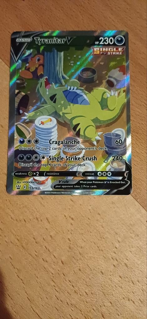 Tyranitar V (Full Art) - Pokémon Kaart 155/163, Hobby en Vrije tijd, Verzamelkaartspellen | Pokémon, Ophalen of Verzenden, Zo goed als nieuw