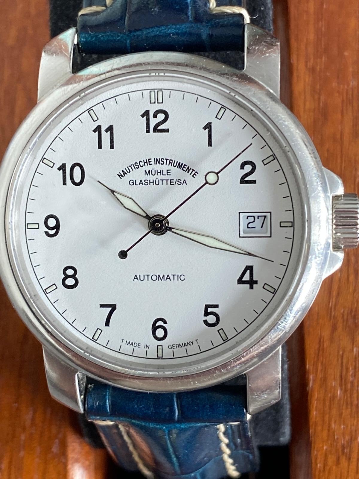 Mühle Glashütte Nautische Instrumente Polshorloge, Sieraden, Tassen en Uiterlijk, Overige merken, Leer, Staal, Polshorloge