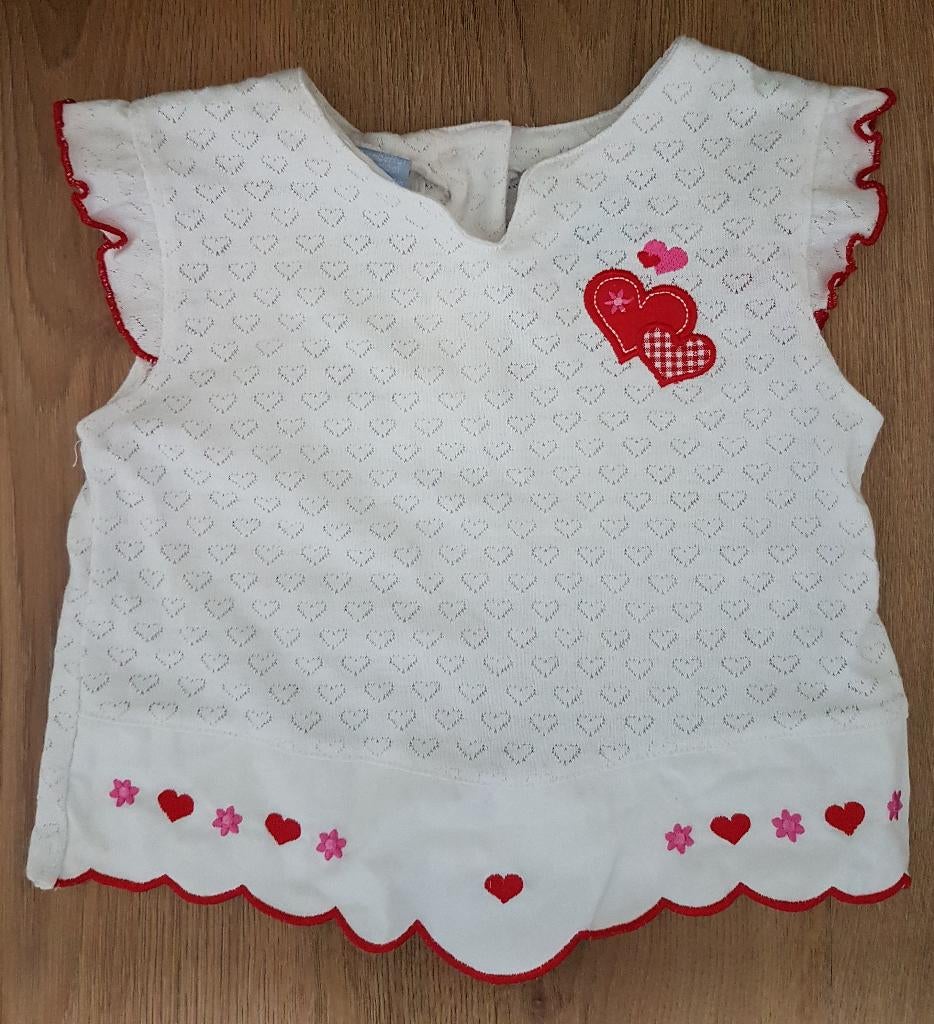 Wit/rood shirt maat 98 *NIEUW* (0586) a, Disney, Meisje, Nieuw, Ophalen of Verzenden