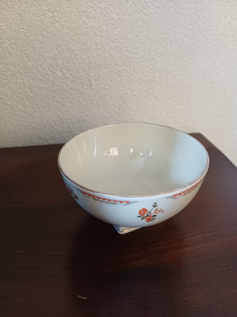 Art Deco antieke porseleinen kom met vierkante voet, Ophalen of Verzenden